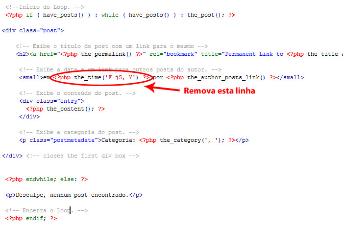 Como remover a data do post Como remover a data do post