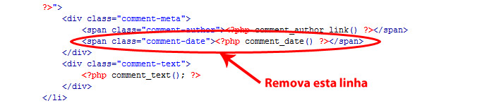 Remover a data de comentário Remover a data de comentário