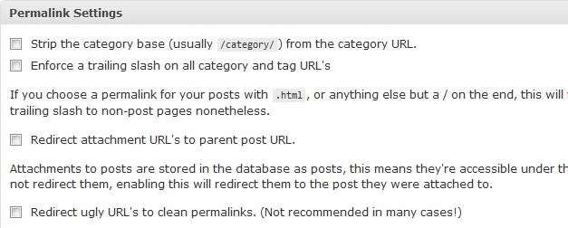 configurações-permalink trabalhando-urls