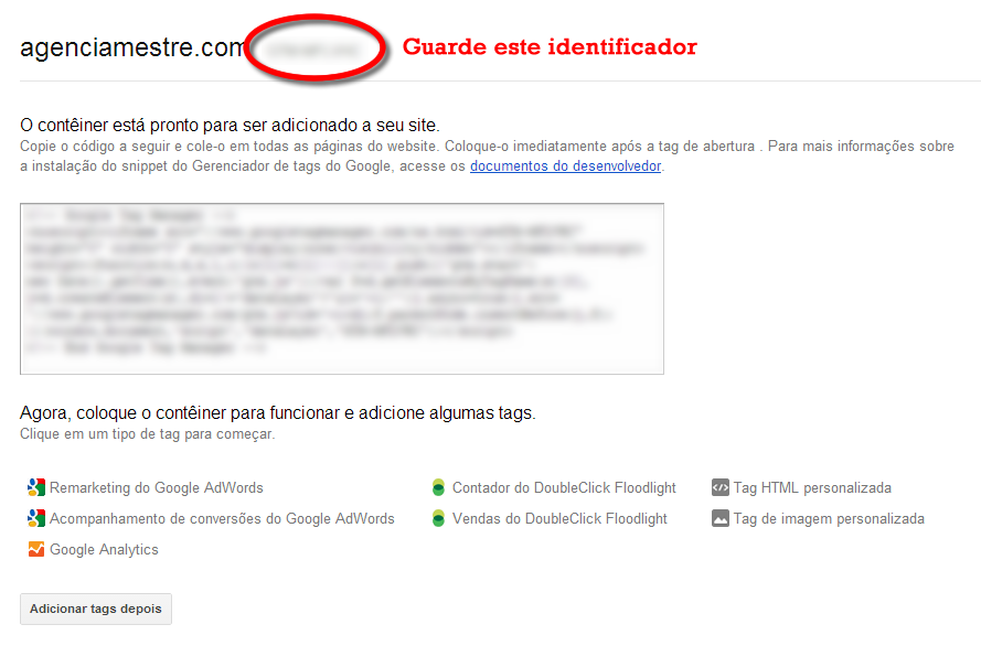 Código do Google Tag Manager