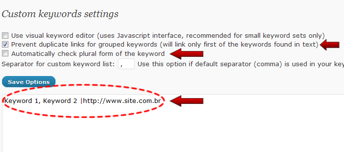 Como o SEO Smart Links define as keywords customizadas
