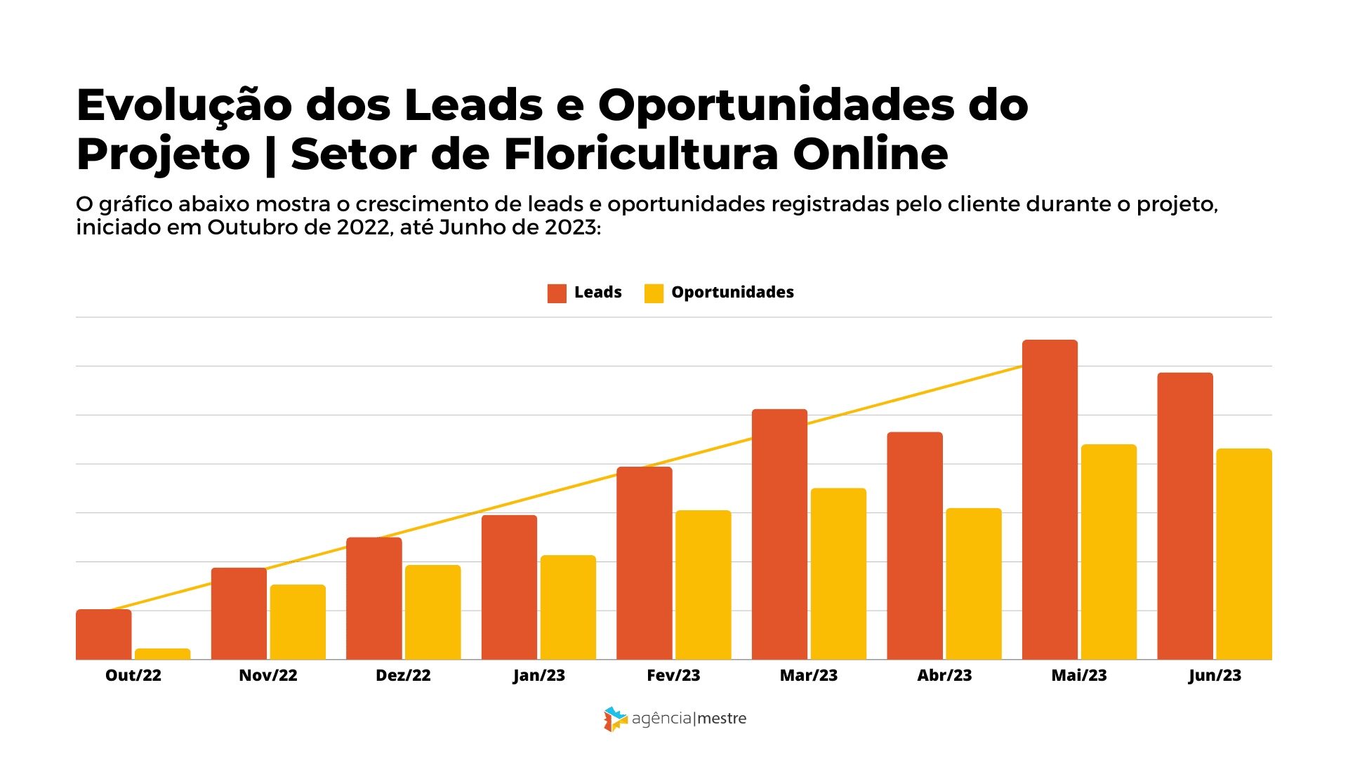 Evolução dos Leads e Oportunidades do Projeto - Setor de Floricultura Online