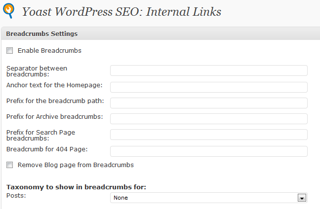internal-links configuração de breadcrumbs