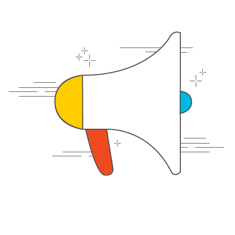 Imagem ilustrativa da chamada de campanhas de tráfego pago com um megafone